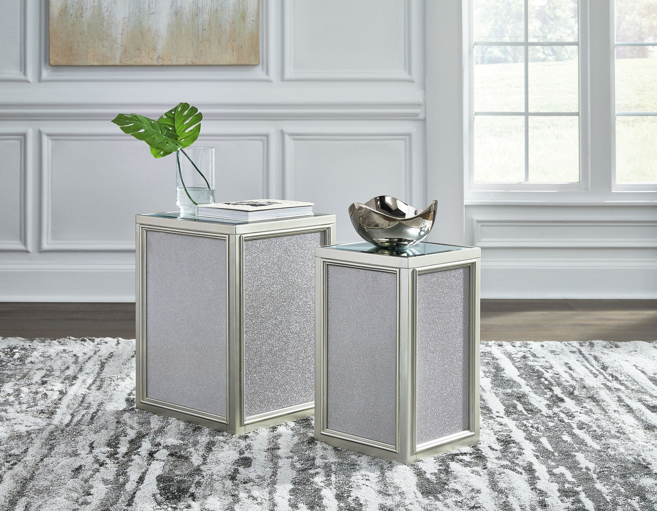 Traleena - Silver Finish - Nesting End Tables (Set of 2) - Tony's Home Furnishings