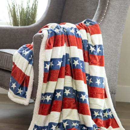 Americana Plush Sherpa Throw Blanket - Tony's Home Furnishings