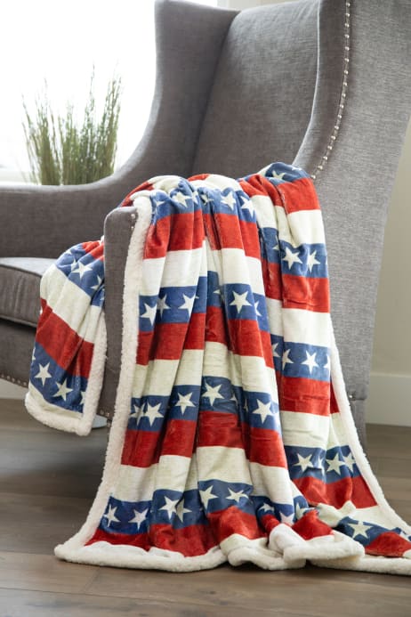 Americana Plush Sherpa Throw Blanket - Tony's Home Furnishings