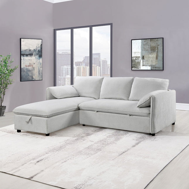 Yaroslav - Sectional Sofa With Sleeper & Storage - Cream Velvet - Tony's Home Furnishings