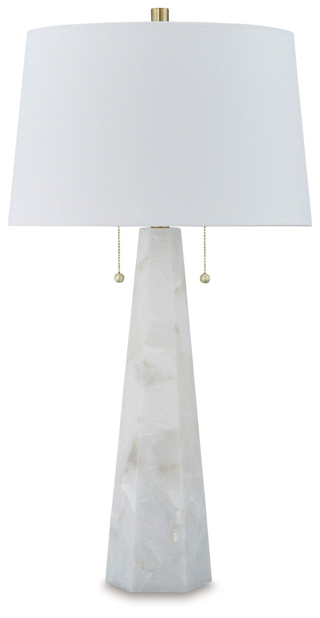 Laurellen - White - Alabaster Table Lamp - Tony's Home Furnishings