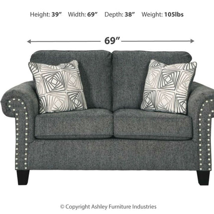 Agleno - Charcoal - Loveseat Ashley Furniture 