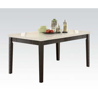 Nolan - Dining Table - White Marble & Salvage Dark Oak ACME 
