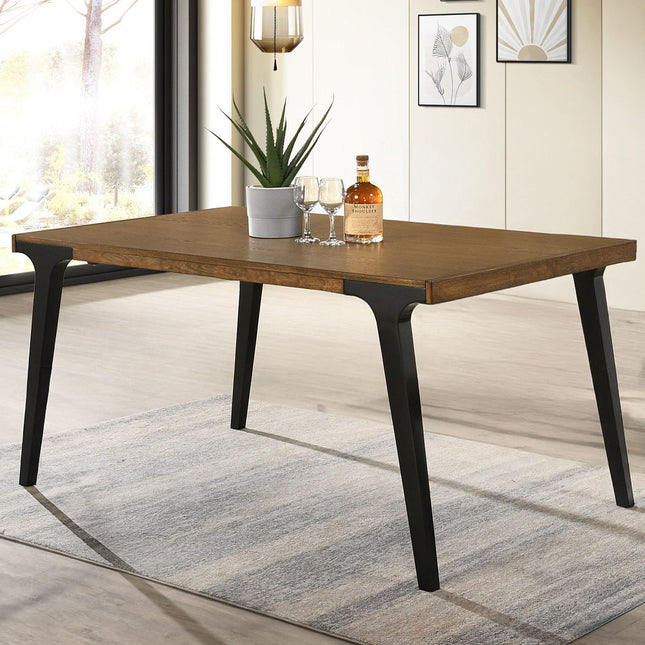 Hillary - Dining Table With 2 Leaves - Walnut & Black - Tony's Home Furnishings