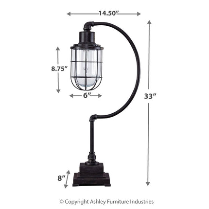 Jae - Antique Black - Metal Desk Lamp Ashley Furniture 