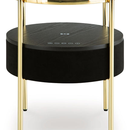 Nedman - Black / Gold Finish - Accent Table With Speaker Signature Design by Ashley® 