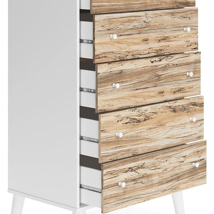 Piperton - Brown / White - Five Drawer Chest Signature Design by Ashley® 