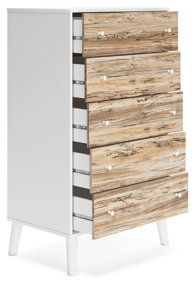 Piperton - Brown / White - Five Drawer Chest Signature Design by Ashley® 