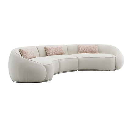 Sahara - Sectional Sofa With 3 Pillows - Beige Boucle ACME 