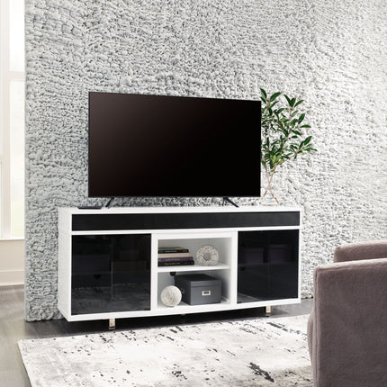 Gardoni - White / Black - Xl TV Stand With Fireplace Option Signature Design by Ashley® 