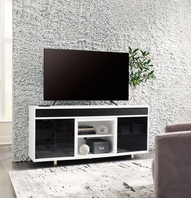 Gardoni - White / Black - Xl TV Stand With Fireplace Option Signature Design by Ashley® 