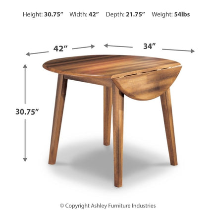 Berringer - Rustic Brown - Round Drm Drop Leaf Table Ashley® 