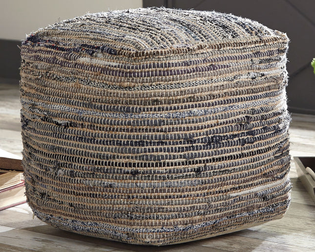 Absalom - Denim - Pouf - Tony's Home Furnishings