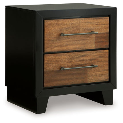 Kraeburn - Brown / Black - Two Drawer Night Stand Benchcraft® 