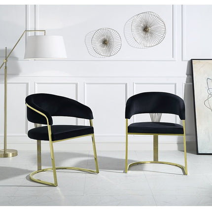 Fallon - Side Chair (Set of 2) - Black Velvet & Mirrored Gold ACME 