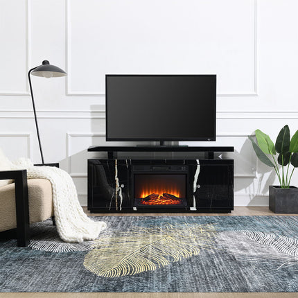 Drisana - TV Stand With Fireplace - Black Mirrored Finish ACME 