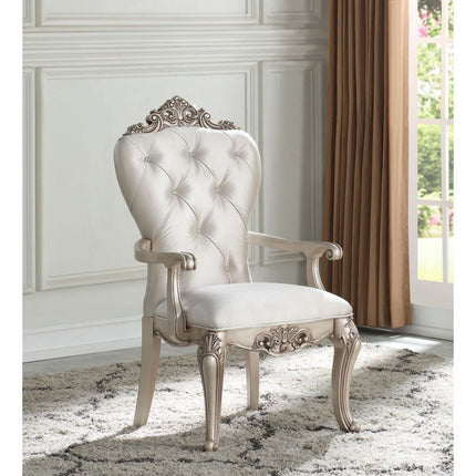 Gorsedd - Chair (Set of 2) - Cream Fabric & Antique White ACME 