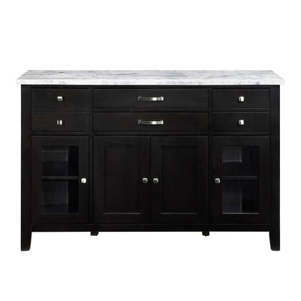 Hussein - Server With Marble Top - Marble & Black Finish ACME 