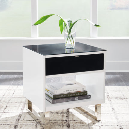 Gardoni - White / Black - Rectangular End Table Signature Design by Ashley® 