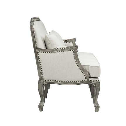 Tania - Chair - Cream Linen & Brown Finish ACME 