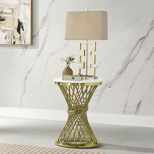 Fallon - End Table With Engineered Stone Top - Gold - Tony's Home Furnishings