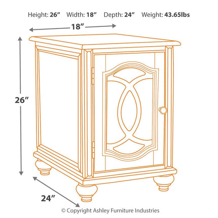 Realyn - White / Brown - Chair Side End Table - Insert Mirror Ashley Furniture 