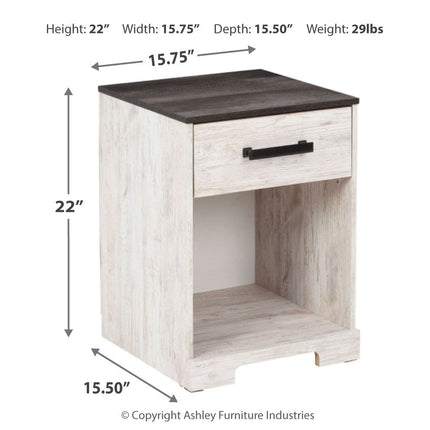 Shawburn - Whitewash / Charcoal Gray - One Drawer Night Stand Signature Design by Ashley® 