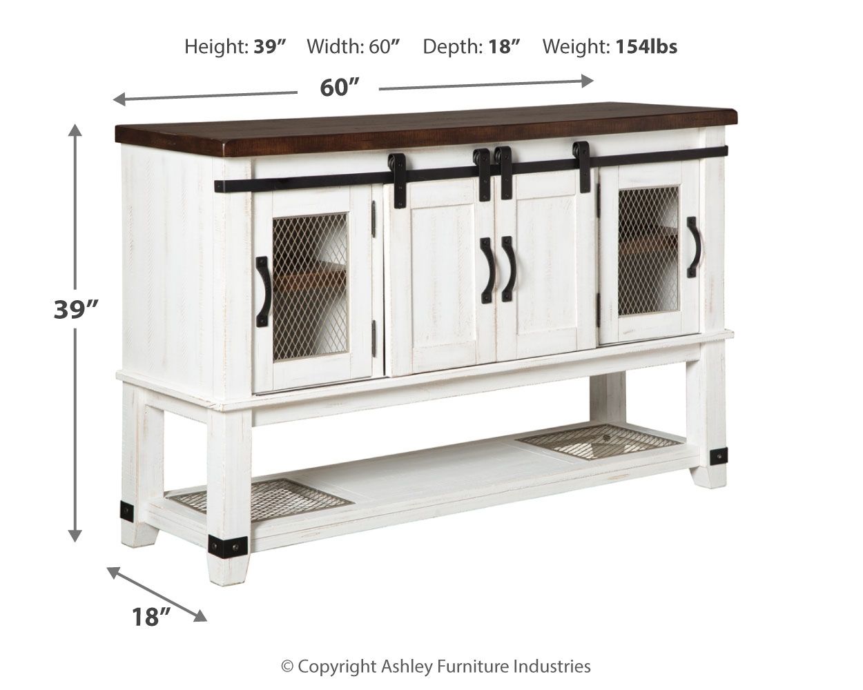 Valebeck - White / Brown - Dining Room Server - Tony's Home Furnishings