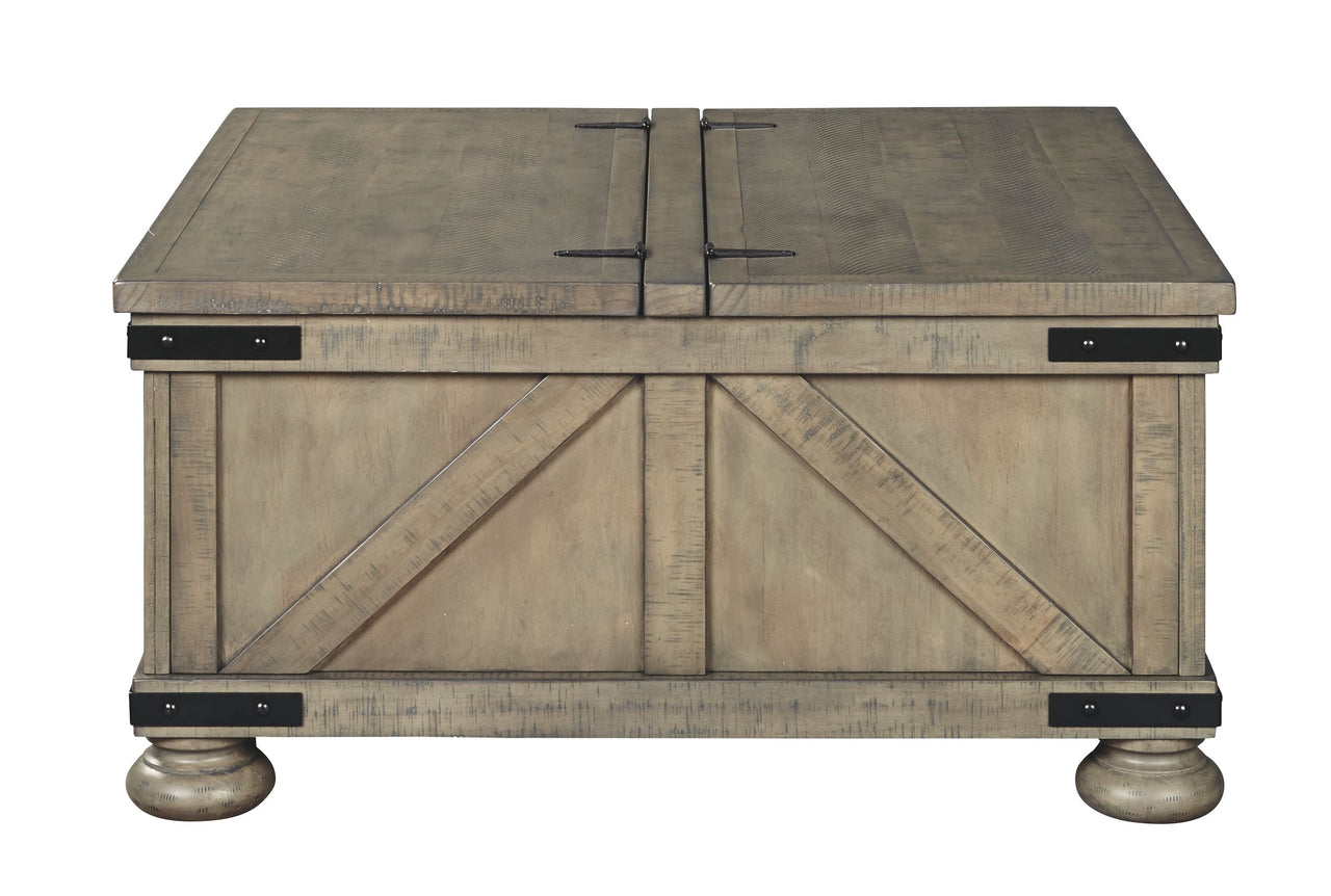 Aldwin - Gray - Cocktail Table With Storage - Square - Tony's Home Furnishings