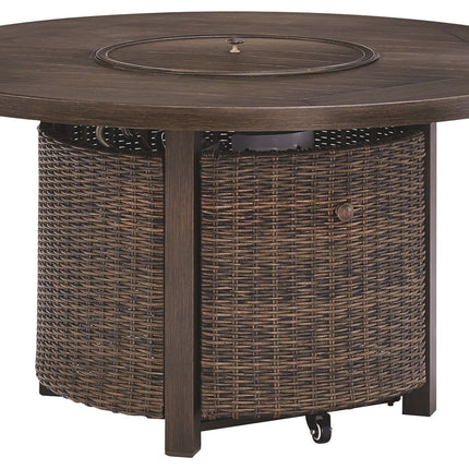 Paradise - Medium Brown - Round Fire Pit Table Ashley Furniture 