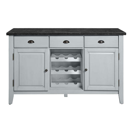 Lanton - Server - Marble & Antique White Finish ACME 