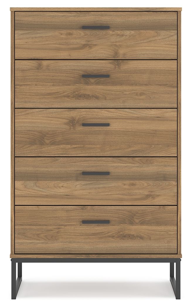 Deanlow - Honey - Five Drawer Chest Signature Design by Ashley® 