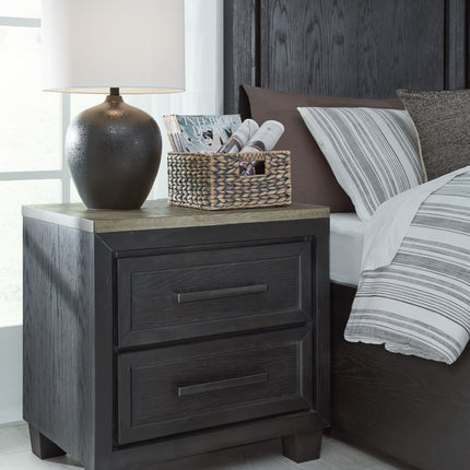 Foyland - Black / Brown - Two Drawer Night Stand Signature Design by Ashley® 