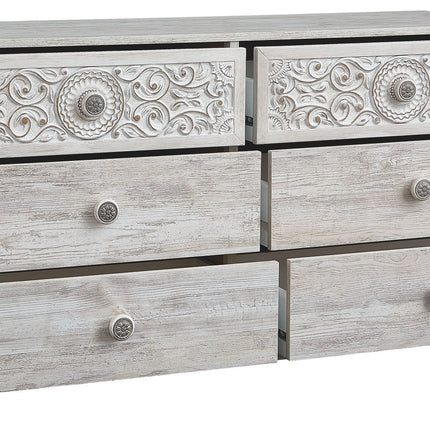 Paxberry - Whitewash - Six Drawer Dresser - Vinyl-Wrapped Ashley Furniture 