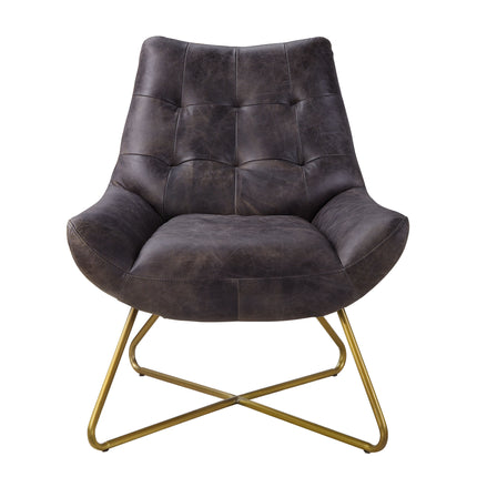 Dhalsim Accent Chair - Antique Ebony Top Grain Leather ACME 