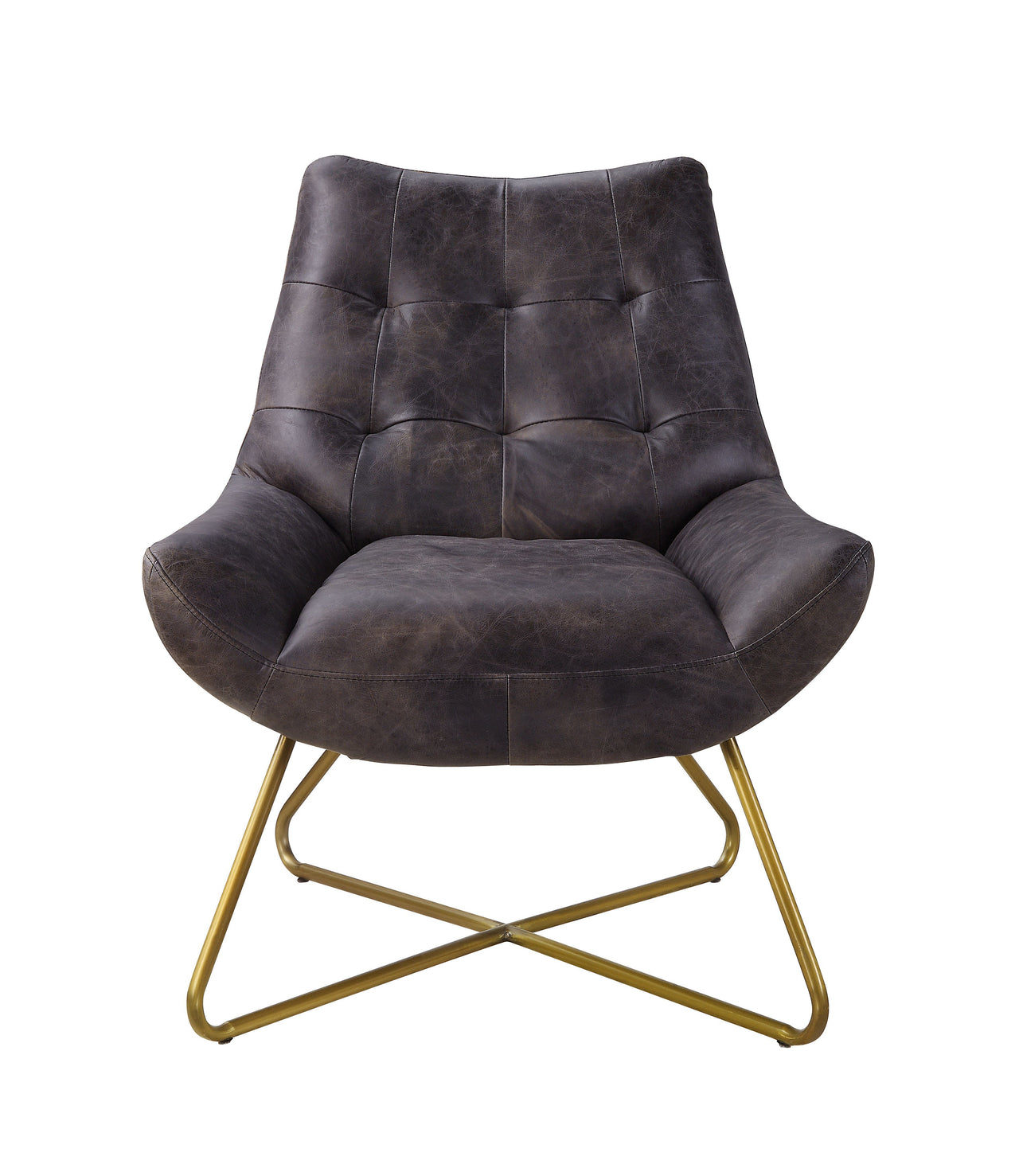 Dhalsim Accent Chair - Antique Ebony Top Grain Leather ACME 