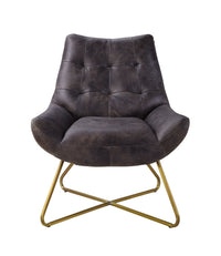 Dhalsim Accent Chair - Antique Ebony Top Grain Leather ACME 