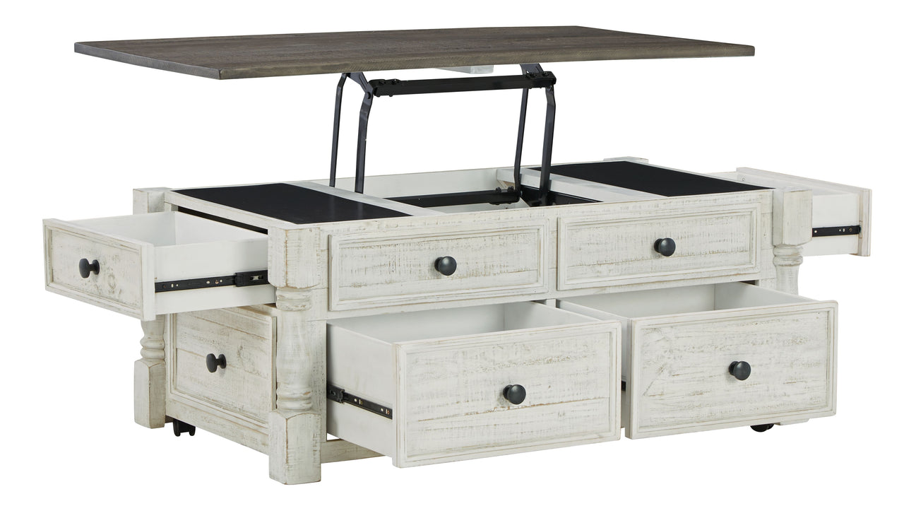 Havalance - White / Gray - Lift Top Cocktail Table With Storage Drawers - Tony's Home Furnishings