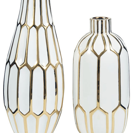 Mohsen - Gold Finish / White - Vase Set (Set of 2) Ashley Furniture 