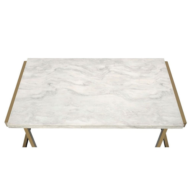 Boice II - Coffee Table - Faux Marble & Champagne ACME 