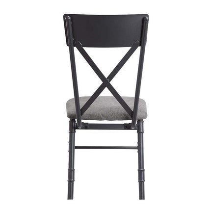 Edina - Side Chair (Set of 2) - Gray Fabric, Oak & Sandy Black Finish ACME 