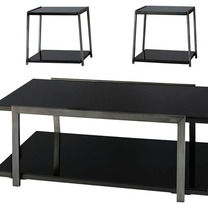 Rollynx - Black - Occasional Table Set (Set of 3) Ashley Furniture 