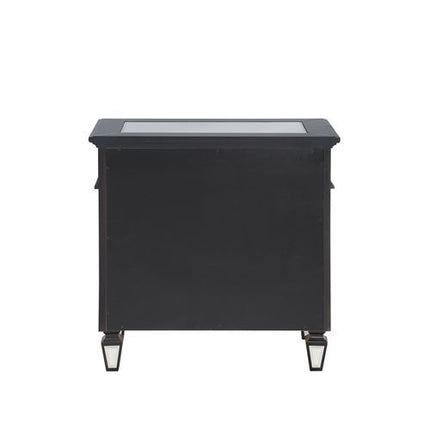 Varian II - Nightstand - Black Velvet & Black & Sliver Finish ACME 