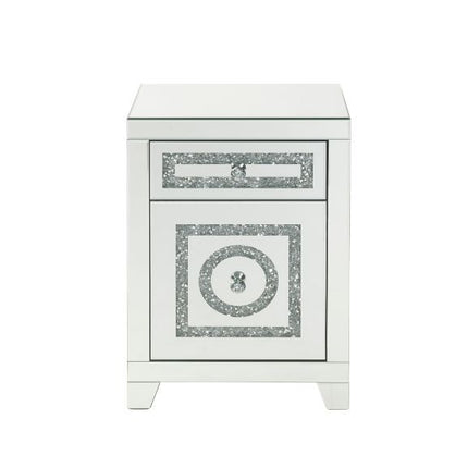 Noralie - Accent Table With Storage Drawers - Mirrored & Faux Diamonds - 26" ACME 