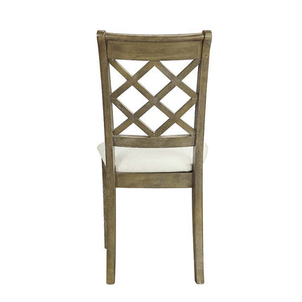 Karsen - Side Chair (Set of 2) - Beige Linen & Rustic Oak Finish ACME 