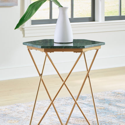 Engelton - Green / Gold - Accent Table Signature Design by Ashley® 