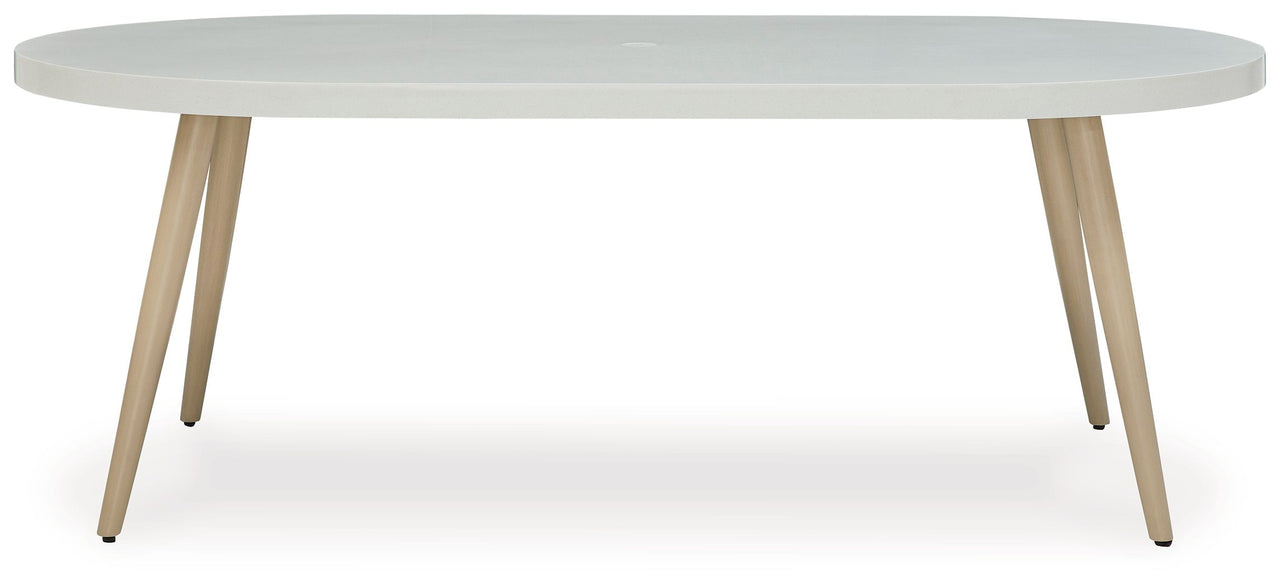 Seton Creek - White - Oval Dining Table With Umb Opt - Tony's Home Furnishings
