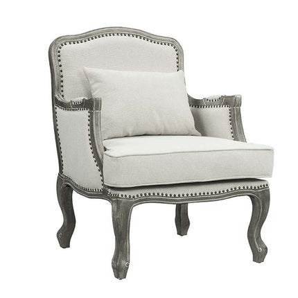 Tania - Chair - Cream Linen & Brown Finish ACME 