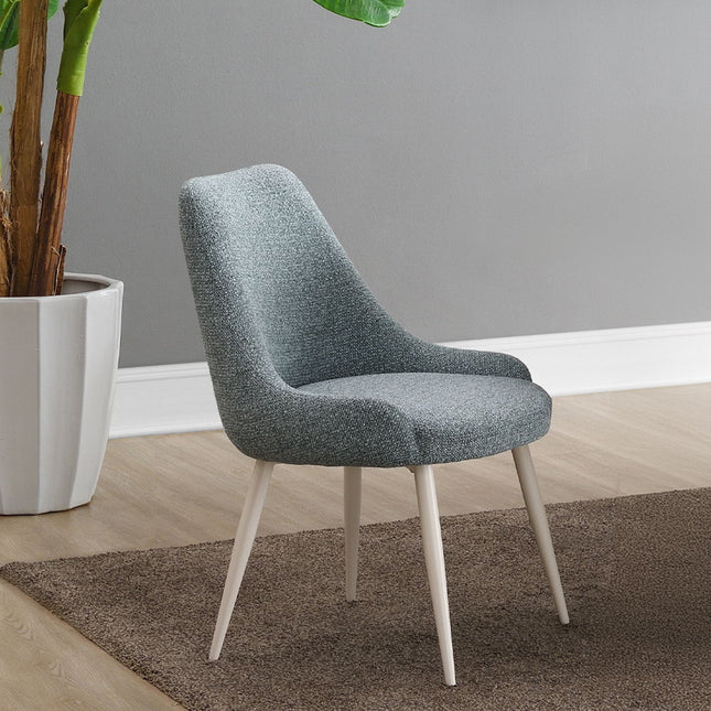 Laela - Side Chair (Set of 2) - Light Blue Boucle & White Finish ACME 