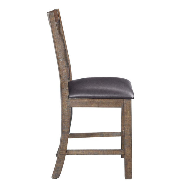 Raphaela - Counter Height Chair (Set of 2) - Black PU & Weathered Cherry Finish ACME 